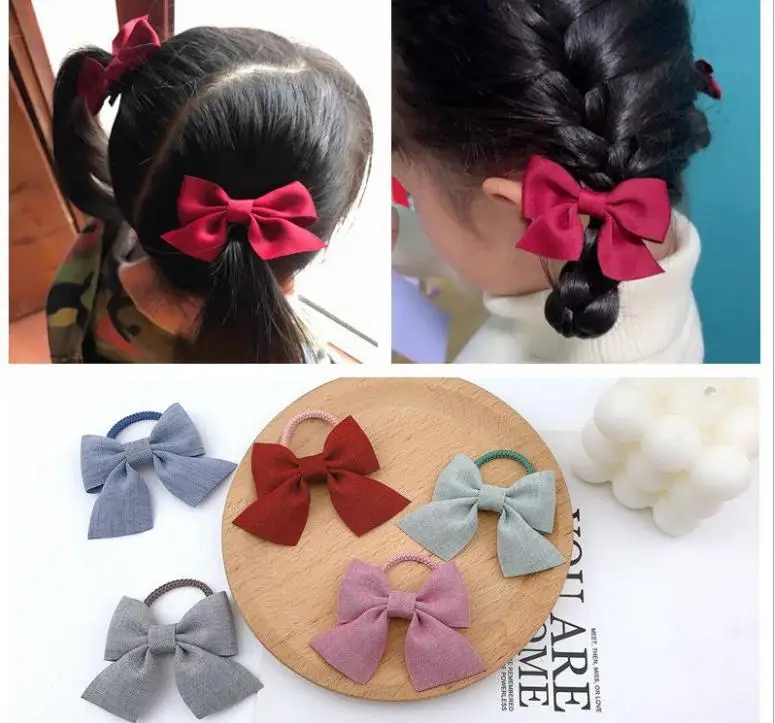 

6pcs/set cloth Bow Hair Ties Rope Elastic Hair Bands Scrunchies 5CM Girls Hair Clips Hairpins Barrettes Kids Hair Accessories