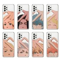 tokyo revengers avengers gesture phone case for samsung a30 a50 s a10 a12 a20 a21s a31 a40 a51 a52 a70 a71 transparent cover