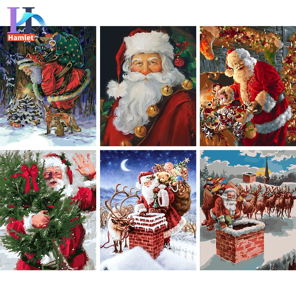 

DIY Paint By Numbers Kits Christmas Santa Claus Oil Paints 20*30 Oil Painting Home Decor For Children Art Dropshipping Wholesale