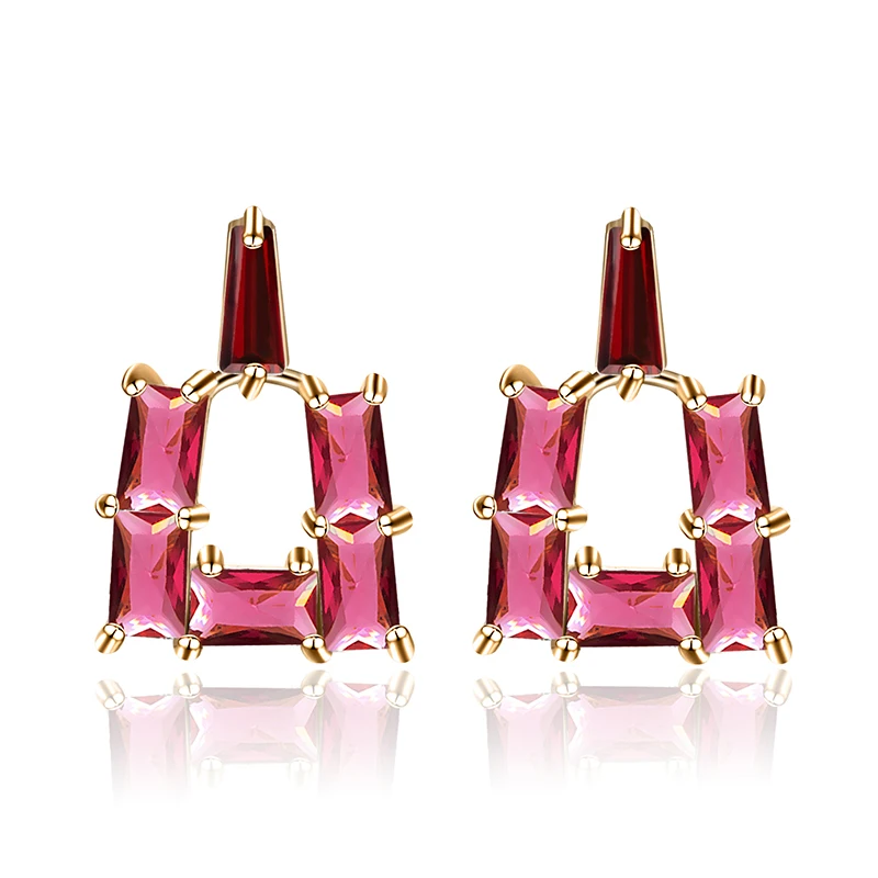 Женские серьги-гвоздики с фианитами золотистого цвета