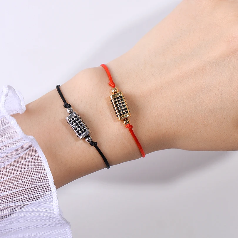 Neovivi прямоугольные трубчатые бусины браслет микро проложить Черный Циркон