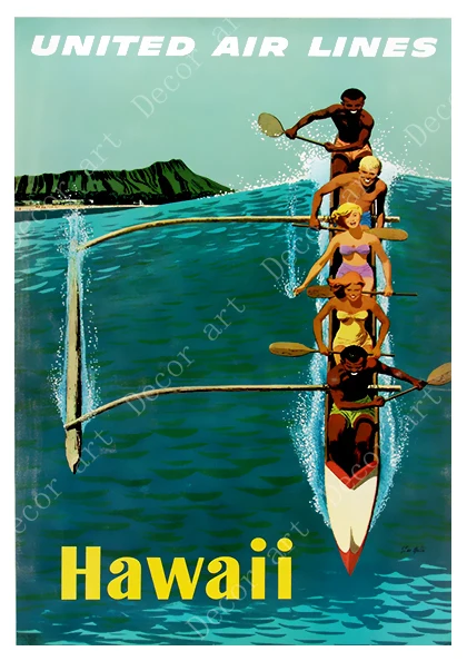 Летняя картина для серфинга в уайкики гавайский путешествия холст винтажные