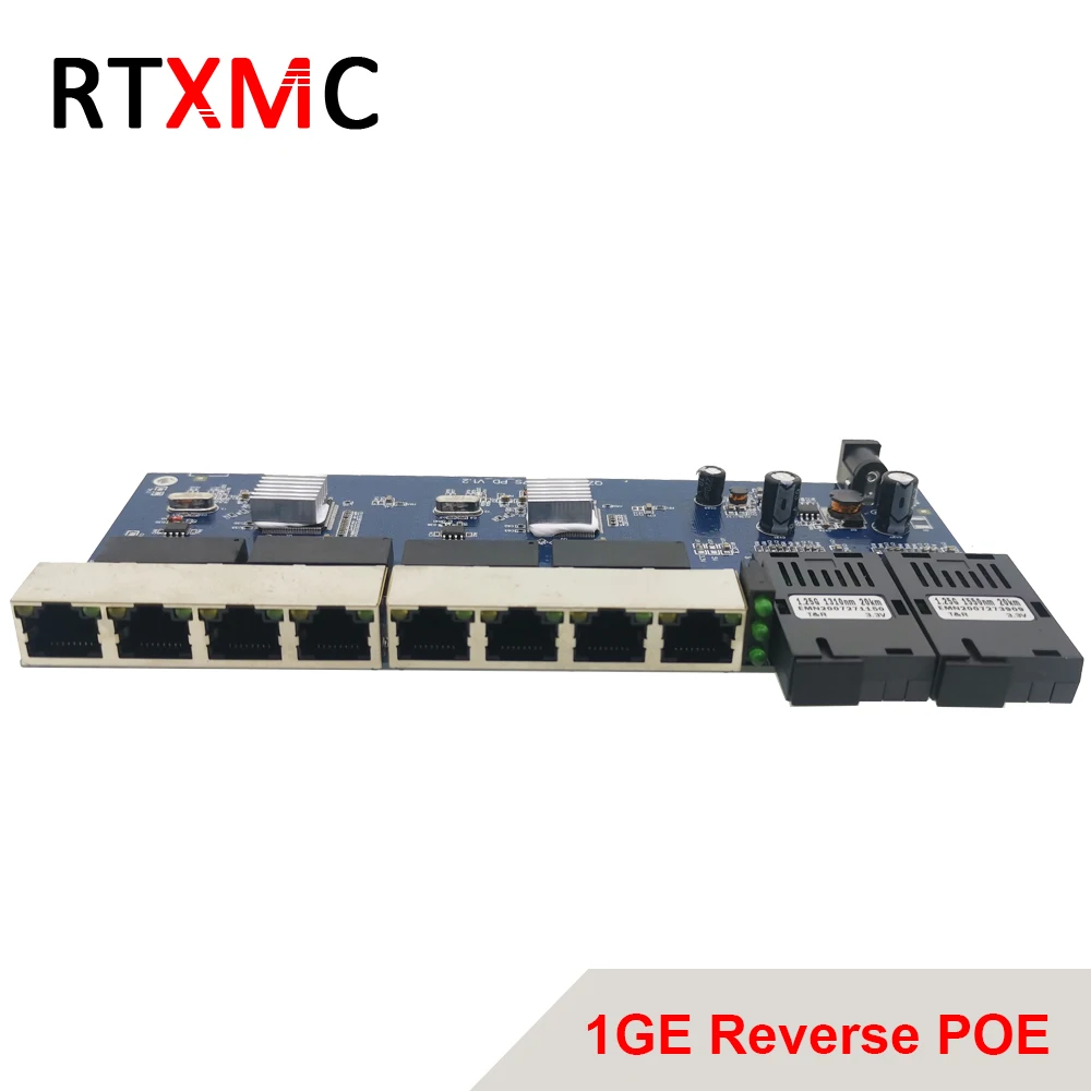 Обратное POE Питание 2G8 RJ45 гигабитный Ethernet коммутатор 2*1 25G волоконный порт SC разъем