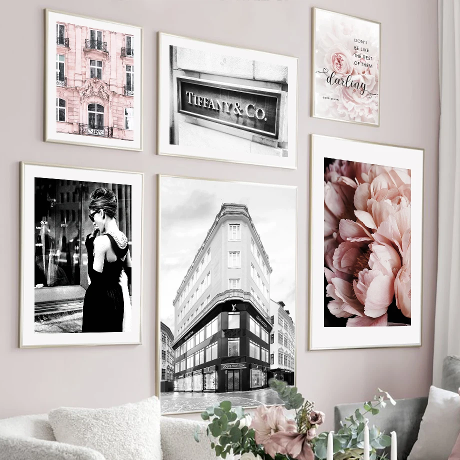 

Paris Fashion Girl Luxury Store Rose Wall Art Canvas Painting Nordic Posters And Prints Wall Pictures For Living Room Decor Club