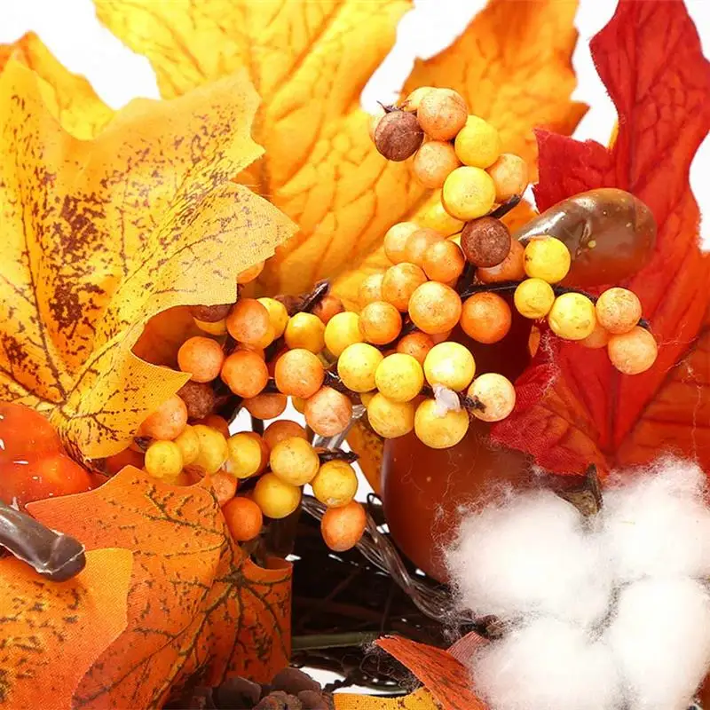 Хэллуин венок со светодиодной светильник кленовый лист Берри двери окна