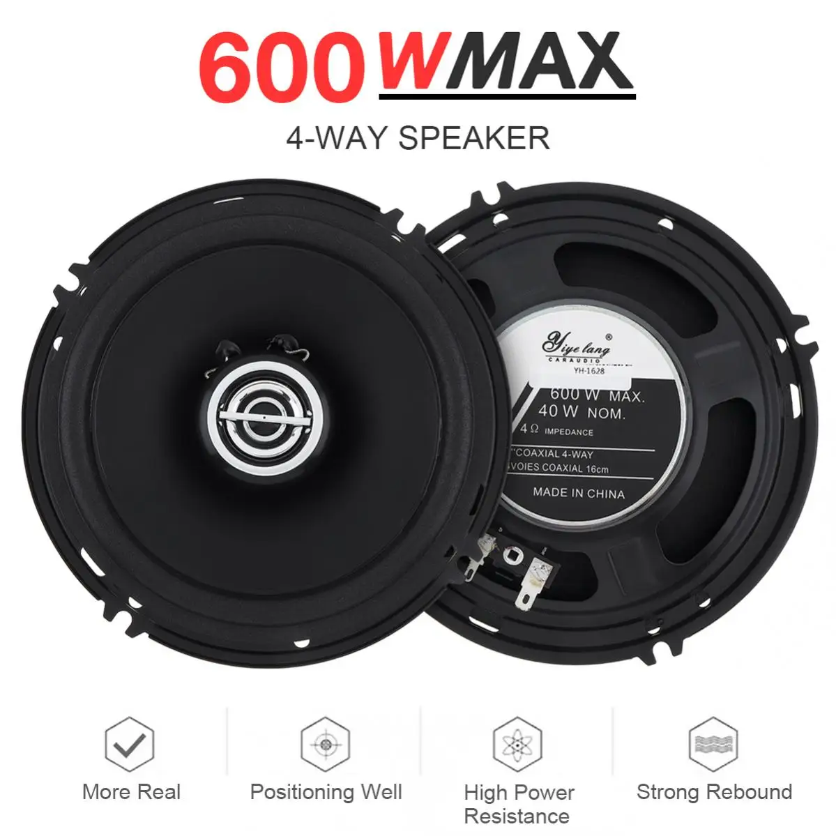 2pcs 600W 6 Inch Universal Car Coaxial Speakers Audio Stereo Full Range Frequency HiFi for Car Auto Loudspeakers