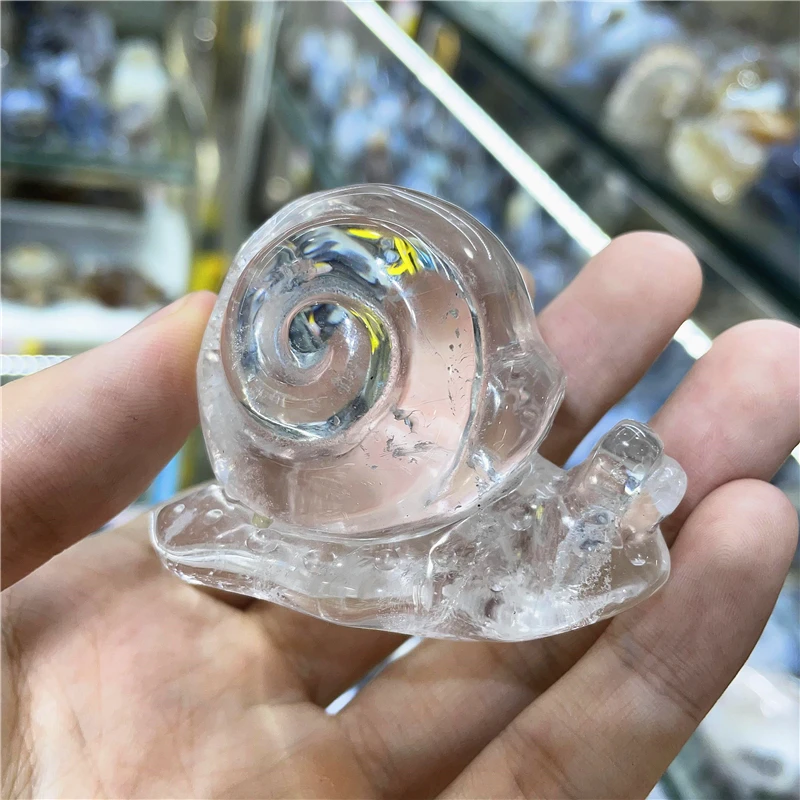 

Natural Crystal Clear Quartz Carved Animal Snail Quartz Crystal Reiki Deautiful Crystal Ornaments Room Decor