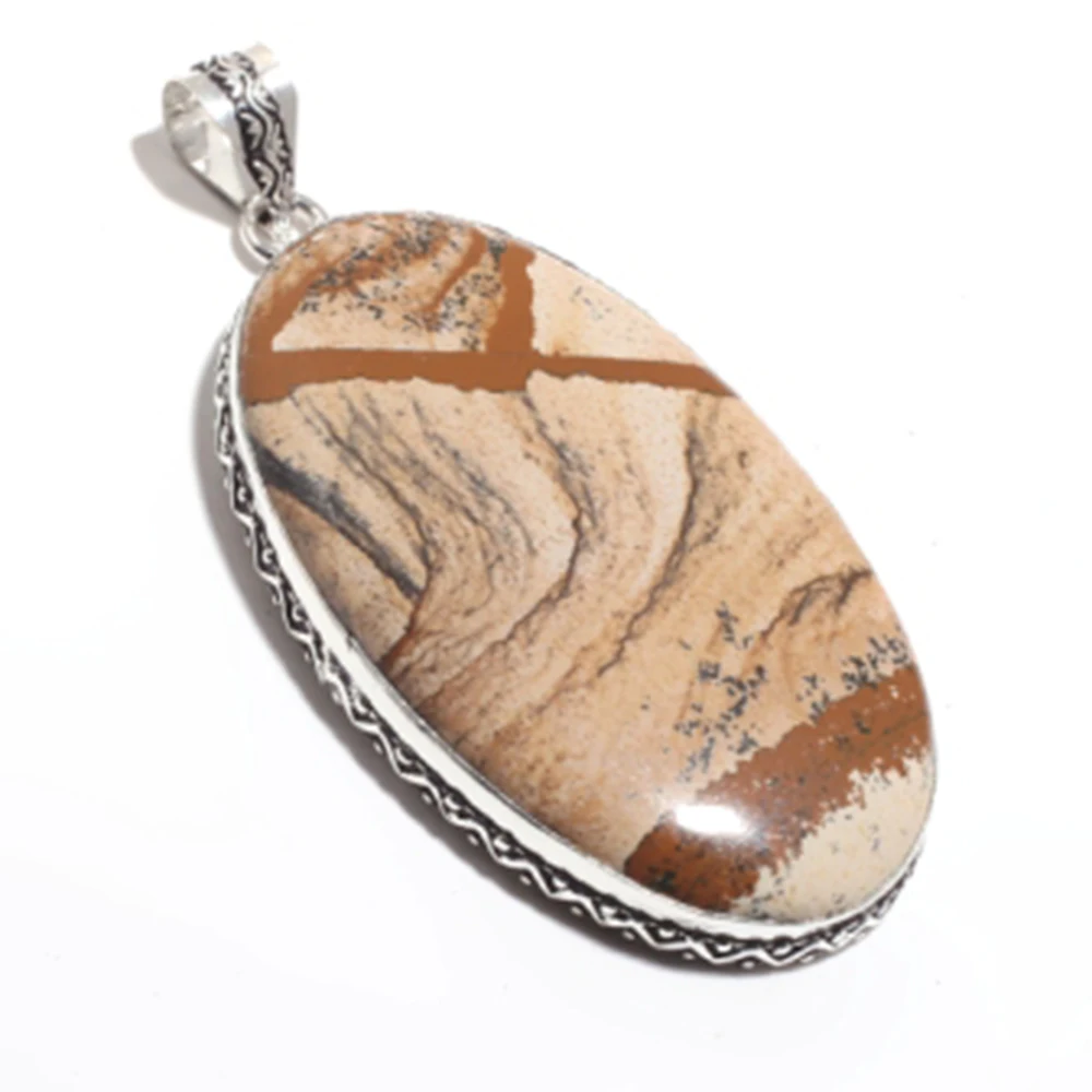 

Picture Jaspers Pendant Silver Overlay over Copper , 80 mm, FRP0324