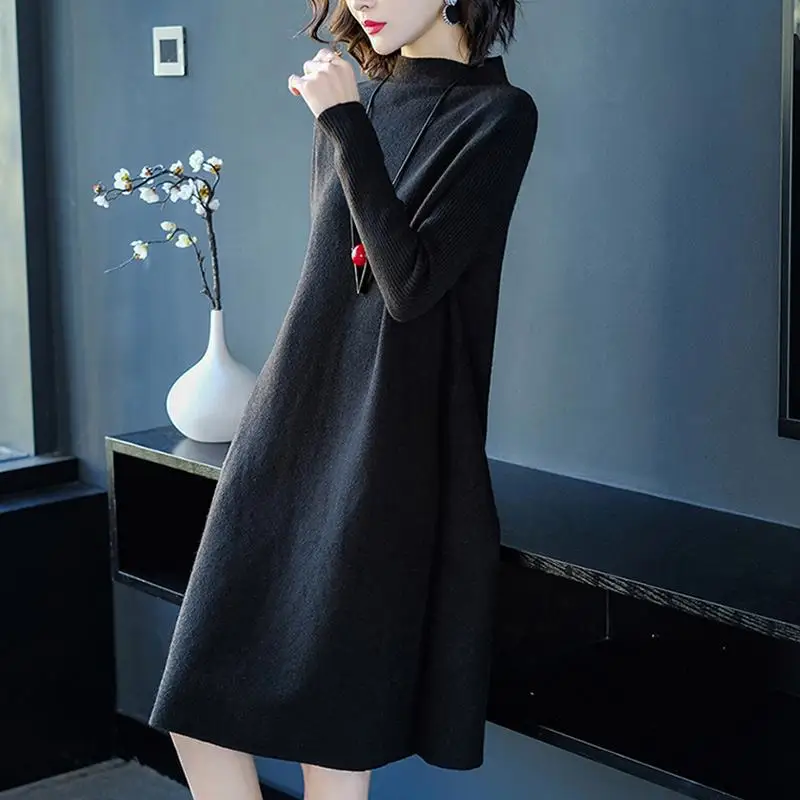 Женское платье зимнее свободное стильное кашемировое вязаное 2018 Новое модное