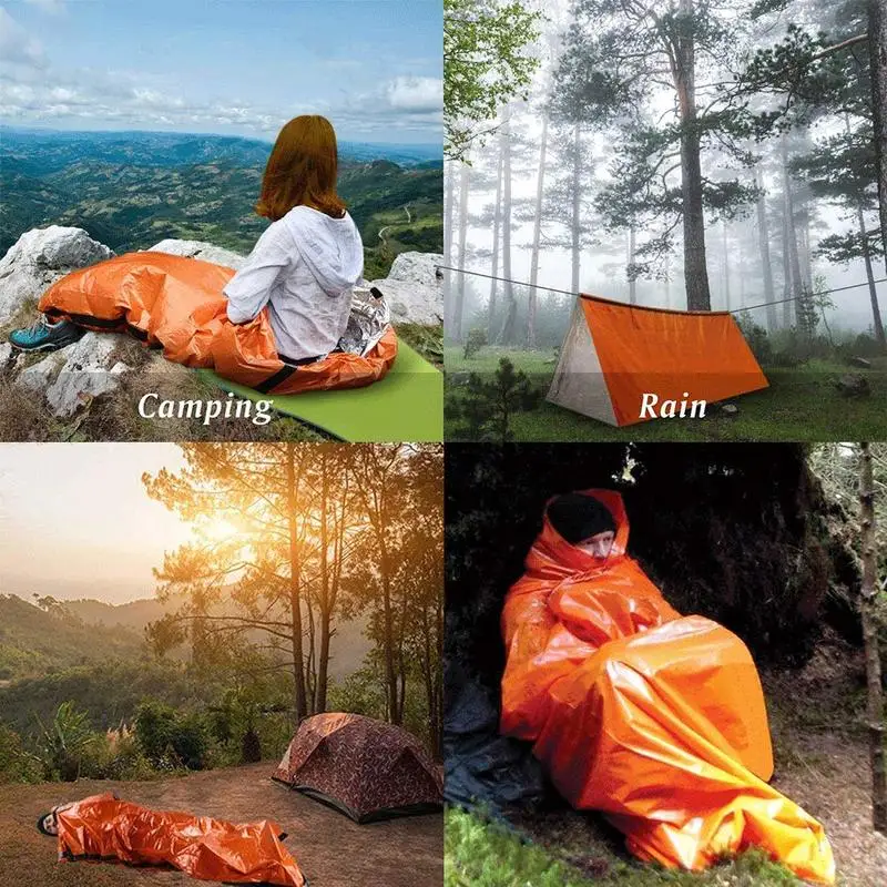 

Compact Bivy Sack Emergency Survival Sleeping Bag Portable Waterproof Reusable Thermal Sleeping Bags Mylar Survival Blanket