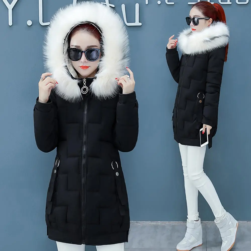 Black PinkyIsBlack модный легкий мех зимняя куртка для женщин с хлопковой подкладкой теплое толстое Женское зимнее пальто Длинная Парка женская куртка - Color: Black