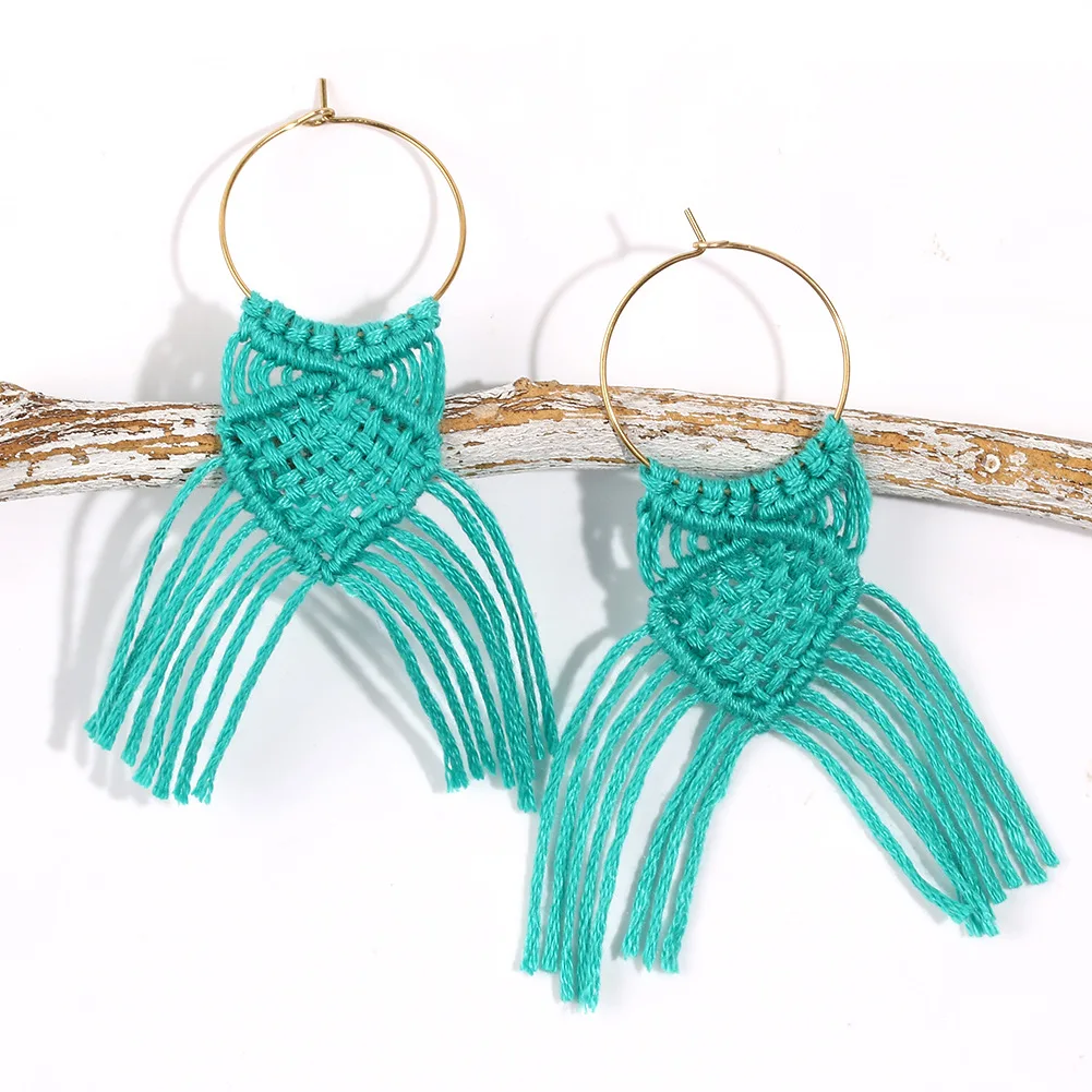Cpop новые серьги в стиле бохо Этнические Ручной Работы Макраме модные с
