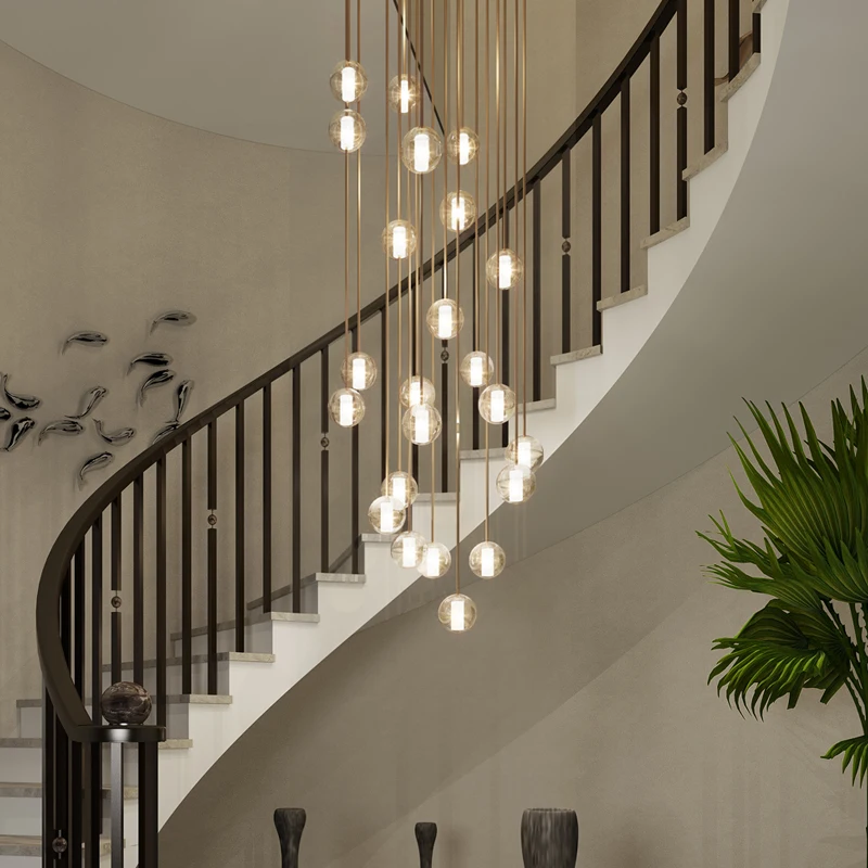 

Nordic Crystal Glass Ball Pendant Lights modoren LED Luxury Pendant Lamp Hanging Ladder stairs decor Lamps Dropshipping Hanglamp