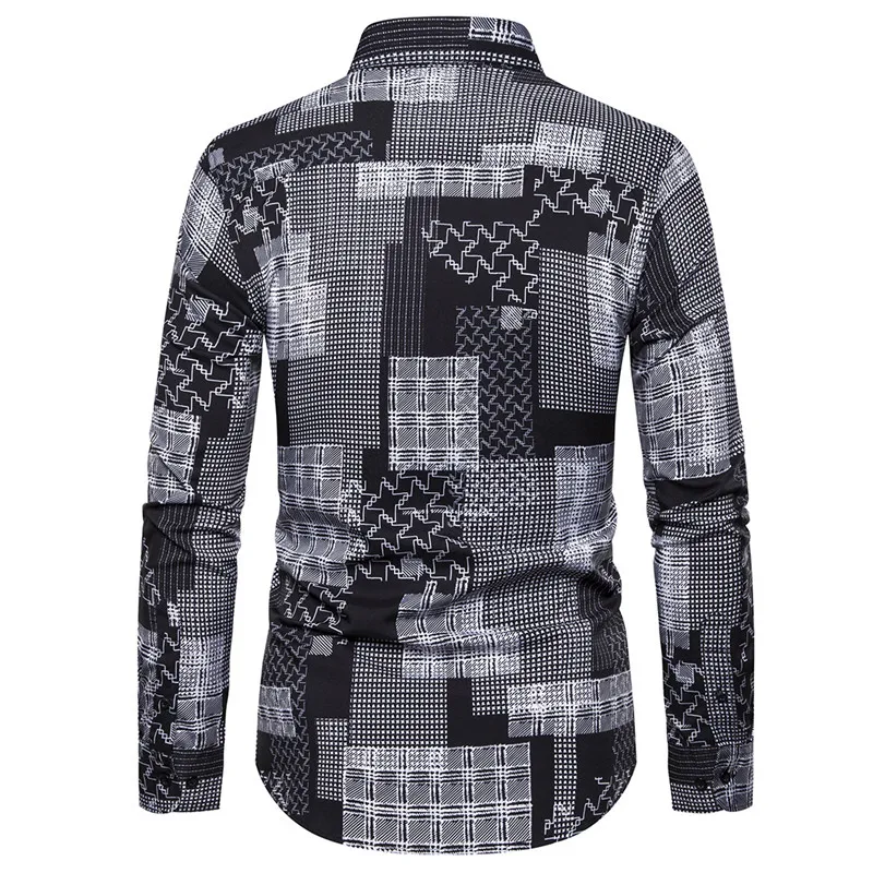 

Causal Mens Shirt Cotton Men Fashion Long Sleeves Spring Print Shirt 2020 Button up Shirt