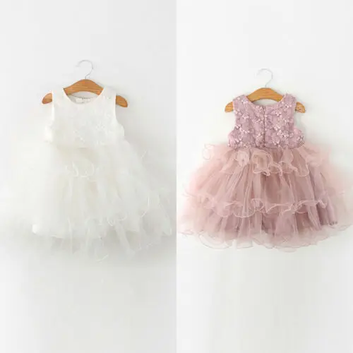 Прямая поставка платье для маленьких девочек кружевное принцессы с цветочным