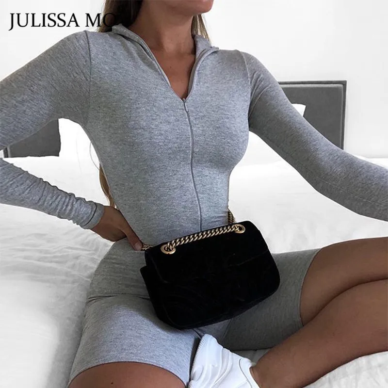 Женский хлопковый комбинезон JULISSA MO с V-образным вырезом и длинным рукавом на