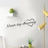 lovely never stop dreaming text wall sticker wall decal sticker home decor for kids rooms decoration background wall art decal