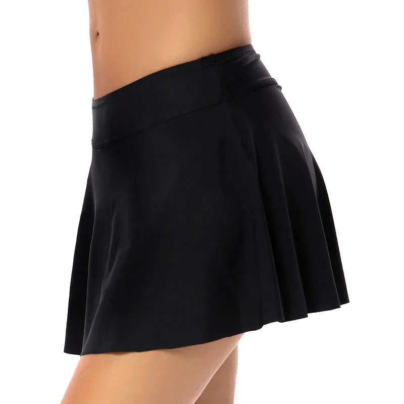 Женский купальник Все в одном однотонный простой юбка с высокой талией жилет