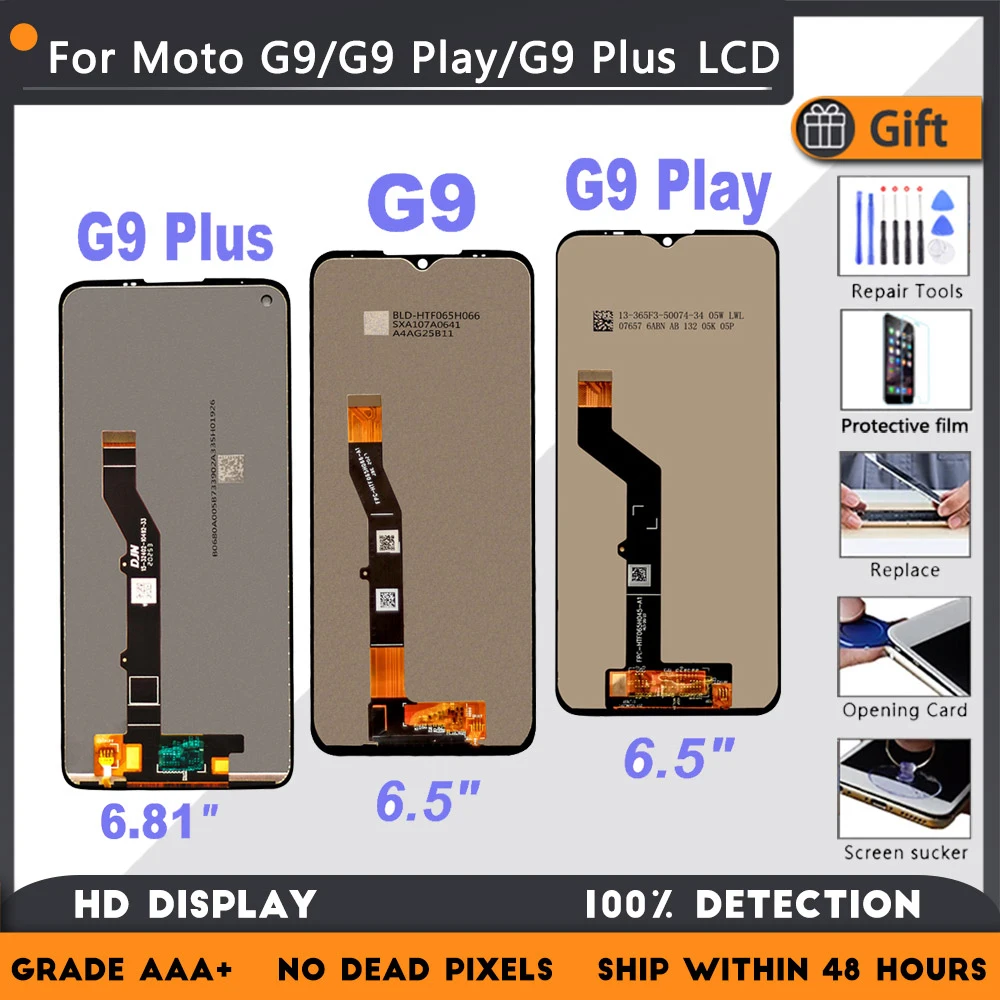 

Оригинальный Новый протестированный ЖК-дисплей для Motorola Moto G9 Play, ЖК-дисплей с сенсорным экраном и дигитайзером в сборе для Moto G9 Plus, ЖК-диспле...
