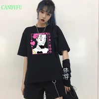 short sleeve women t shirt black japanese anime harajuku hunter x hunter t shirt cartoon print casual top hisoka morow tshirt