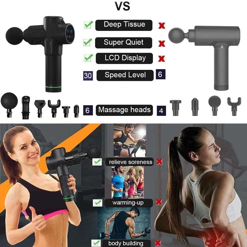 

Handheld massage gun Deep Tissue Muscle Massager For Pain Relief 30 Speeds LCD Touch Display Fascia Gun Electric Body Massager