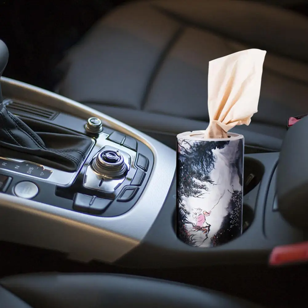 Авто автомобильная ТКАННАЯ коробка подстаканник цилиндрический ящик для