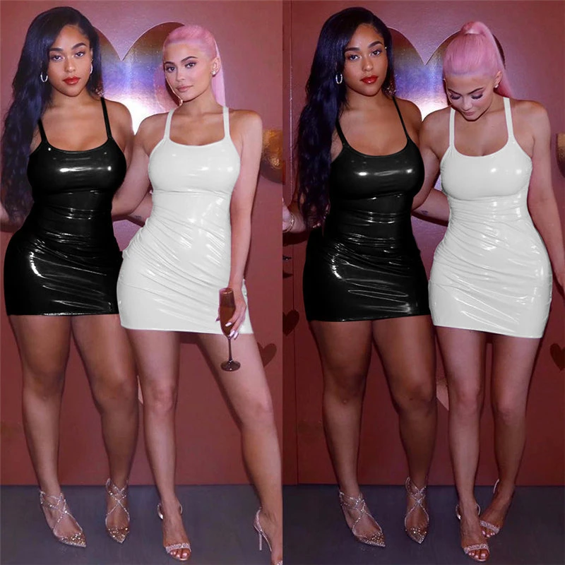 Spring New Fashion Leather Sleeveless Women dresses 2019 new Basic Solid club party Dress office ladie Elegant | Женская одежда
