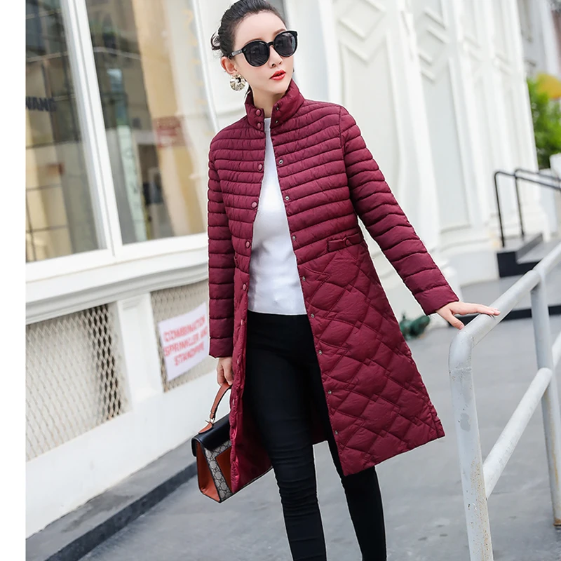 

Women's Winter Down Padded Jacket New Straight Plus size Slim Slimming Overcoat Female Temperament Mid-length Cotton Coat A107