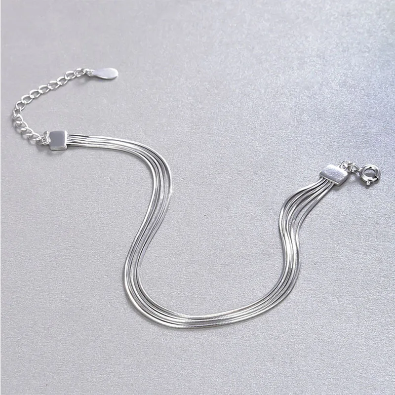 Женский многослойный браслет FUN-BEAUTY элегантный из стерлингового серебра 925 пробы