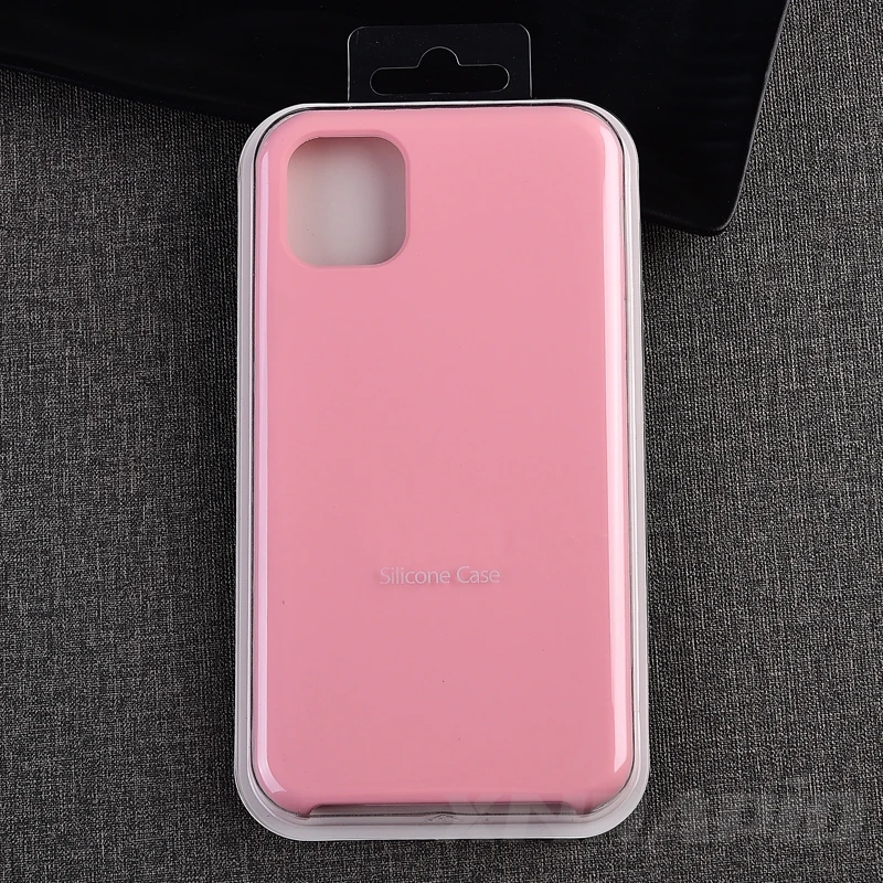 Официальный силиконовый чехол для телефона для Apple iPhone 11 Pro Max чехол для iPhone XR X XS Max 7 8 6 6s Plus с логотипом задняя крышка - Цвет: Pink