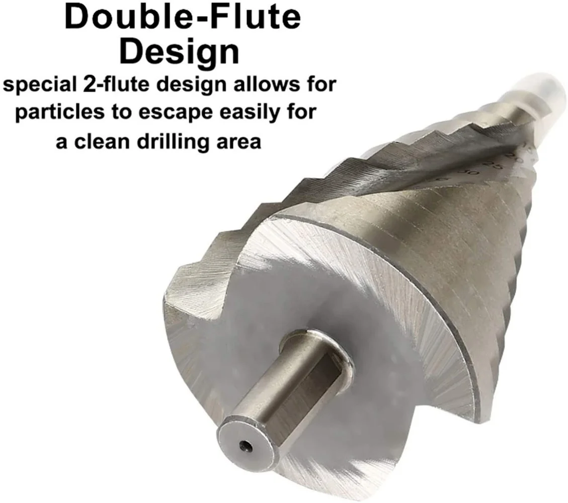 

Wood Iron Silver Spiral Groove Step Drill 6-60MM Steel Plate Drill Bit Step Drill Multi-function Twist Drill Hole Opener/reaming