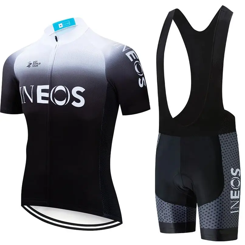 Серый Белый INEOS Велоспорт Джерси 9D pad Шорты велосипед одежда комплект Ropa Ciclismo быстросохнущая Мужская pro Майо Culotte - Цвет: Серый