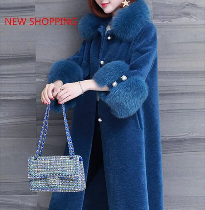 Elegant Fashion Long Wool Coat Collar Detachable Fur Collar Wool Blend Coat Thick Warm Jacket Solid Women Coats Autumn Winter