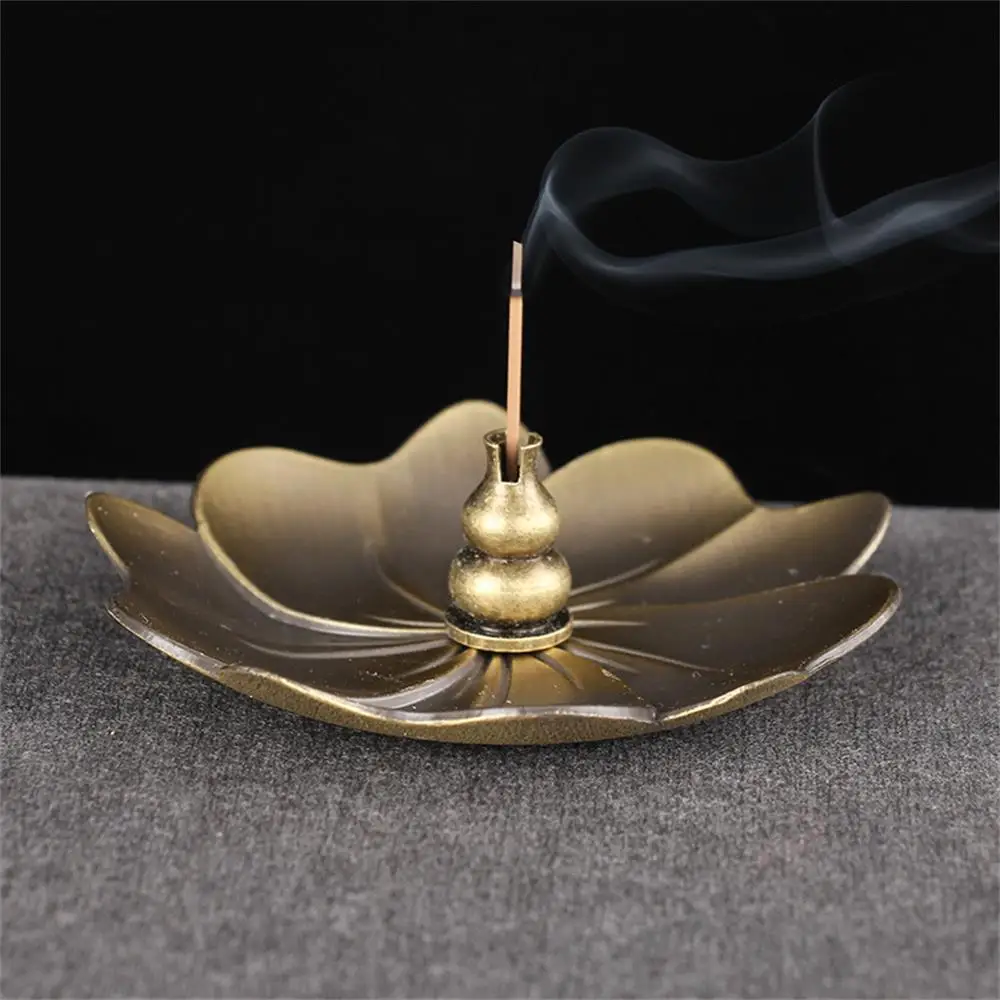 

New Alloy Incense Burner Stick Holder Plate Buddhism Lotus Censer Bronze Nasturtium Incense Burner Yoga Studios Home Decoration