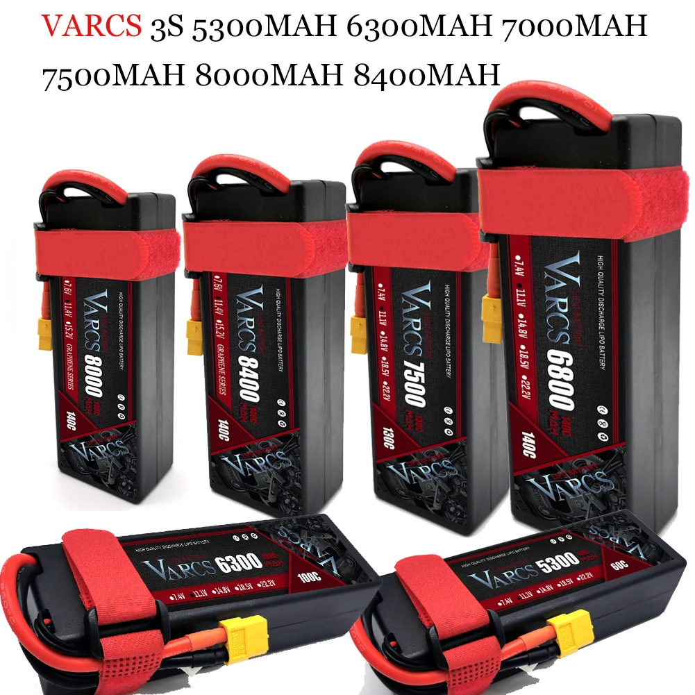 

VARCS Lipo Battery 3S 11.1V 5300mAh 6300mAh 6800mAh 7500mAh 8000mAh 8400mAh 10000mAh XT60 Deans/T EC5 TRX for RC 1/8 1/10 Car