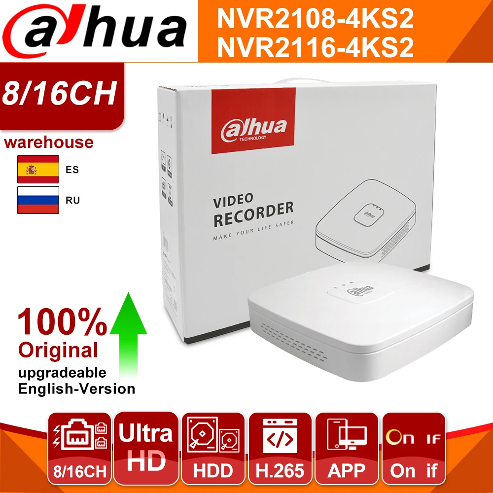 Сетевой видеорегистратор Dahua оригинальный мобильный телефон 4 к NVR NVR2108 4KS2 NVR2116
