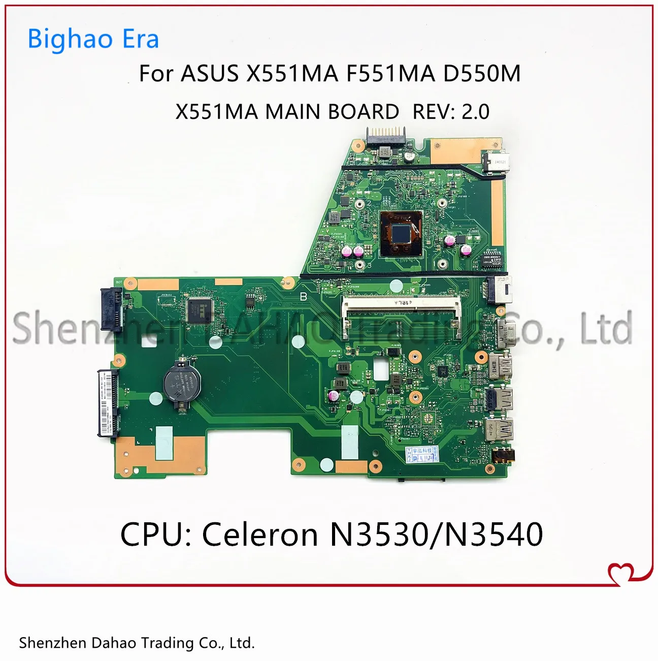 

(Бесплатная доставка) Материнская плата для ноутбука ASUS X551MA F551MA D550M с процессором N3530/N3540 DDR3 X551MA материнская плата REV: 2,0 100% протестирована