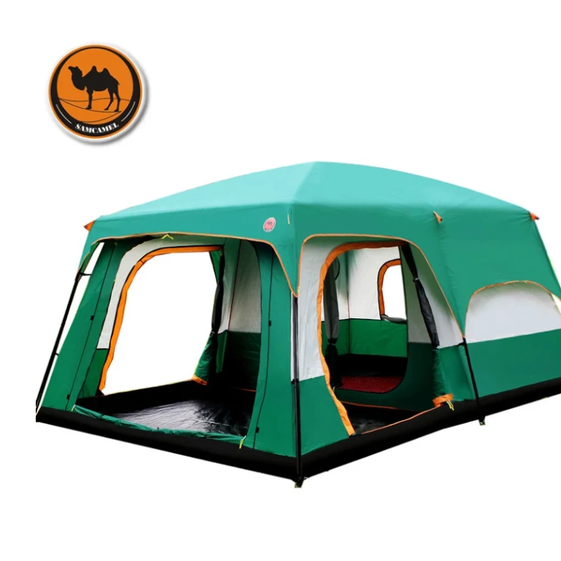 

380*260*185cm Camel Outdoor New Big Space Camping Tent Two Bedroom Tent Ultralarge Hight Quality Waterproof Camping Tent