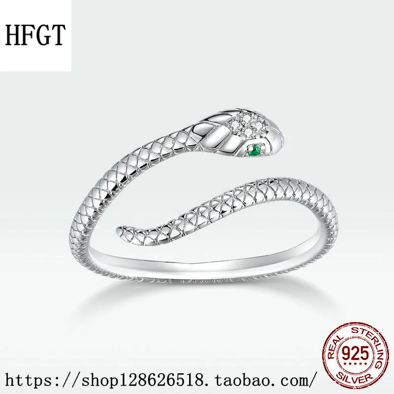 

European and American New Personalized Snake S925 Sterling Silver Ring Open Flexible Diamond Snake Ring Unisex