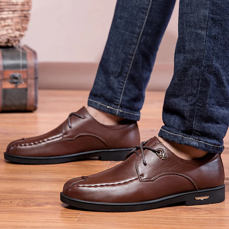 

Business Oxford Leather Shoes Men Breathable Rubber Formal Dress Shoes Male Office Wedding Flats Footwear Mocassin Homme *88116