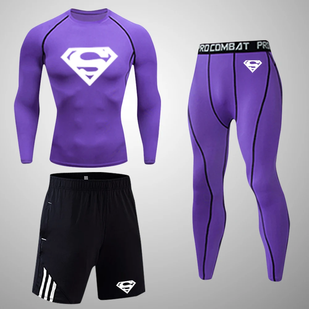 Men's thermal underwear suit quick-drying wicking fitness training MMA suit Rashguard men's sportswear jogging running suit