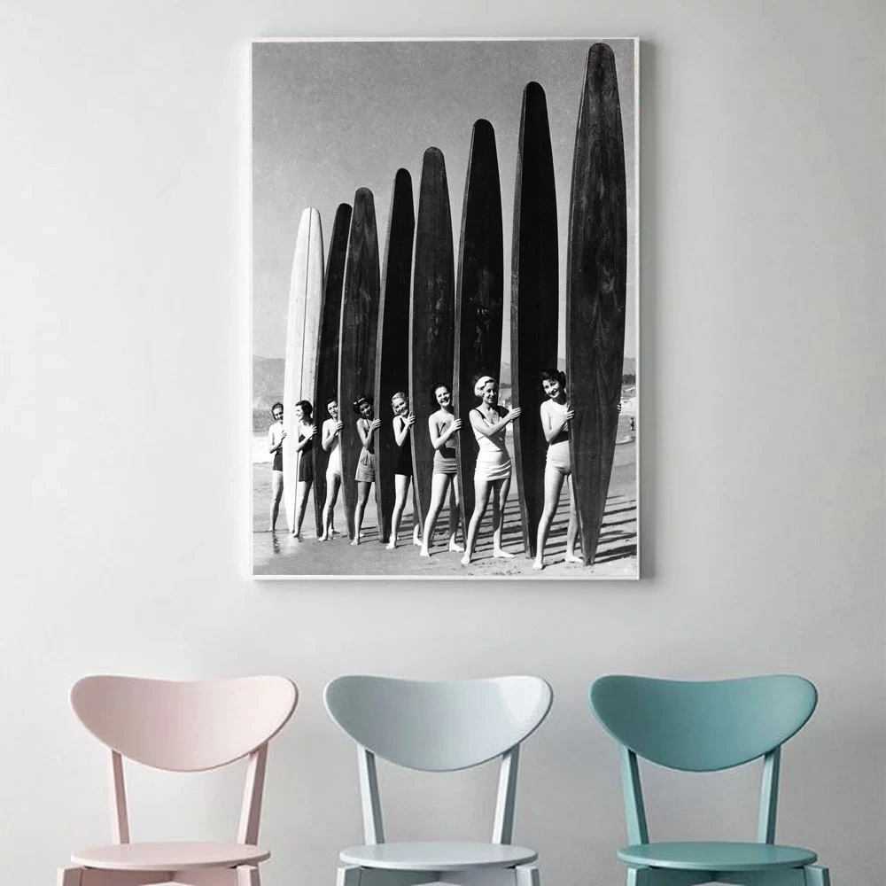 Винтажная черно-белая фотография на холсте картина для девушек модель с