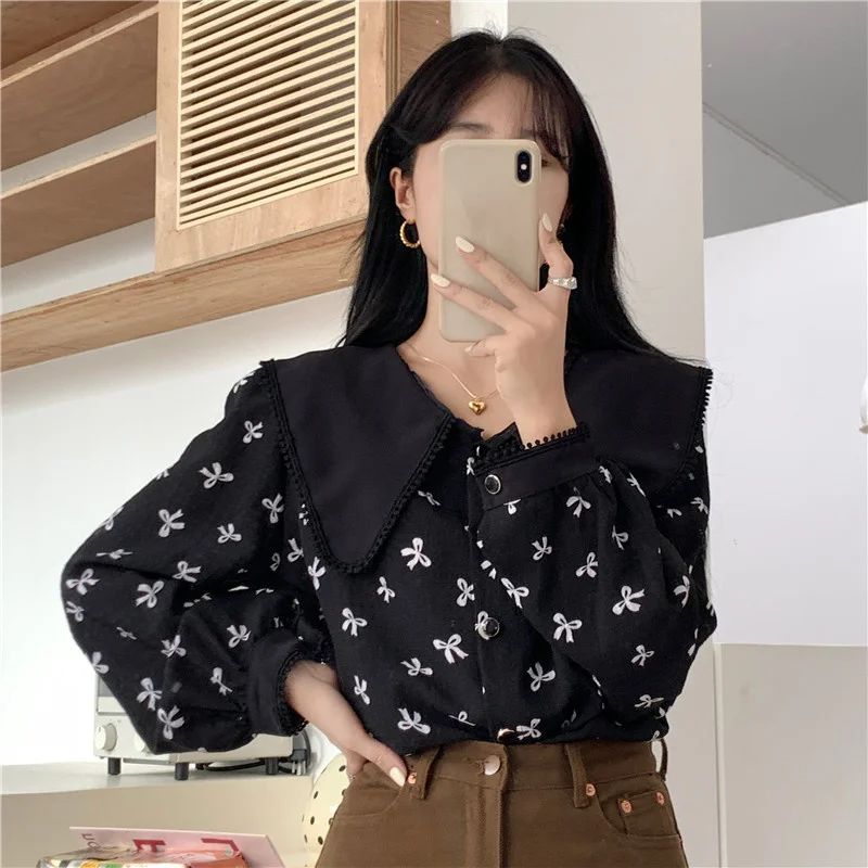 Детская рубашка с воротником женская французским дизайном на весну и осень