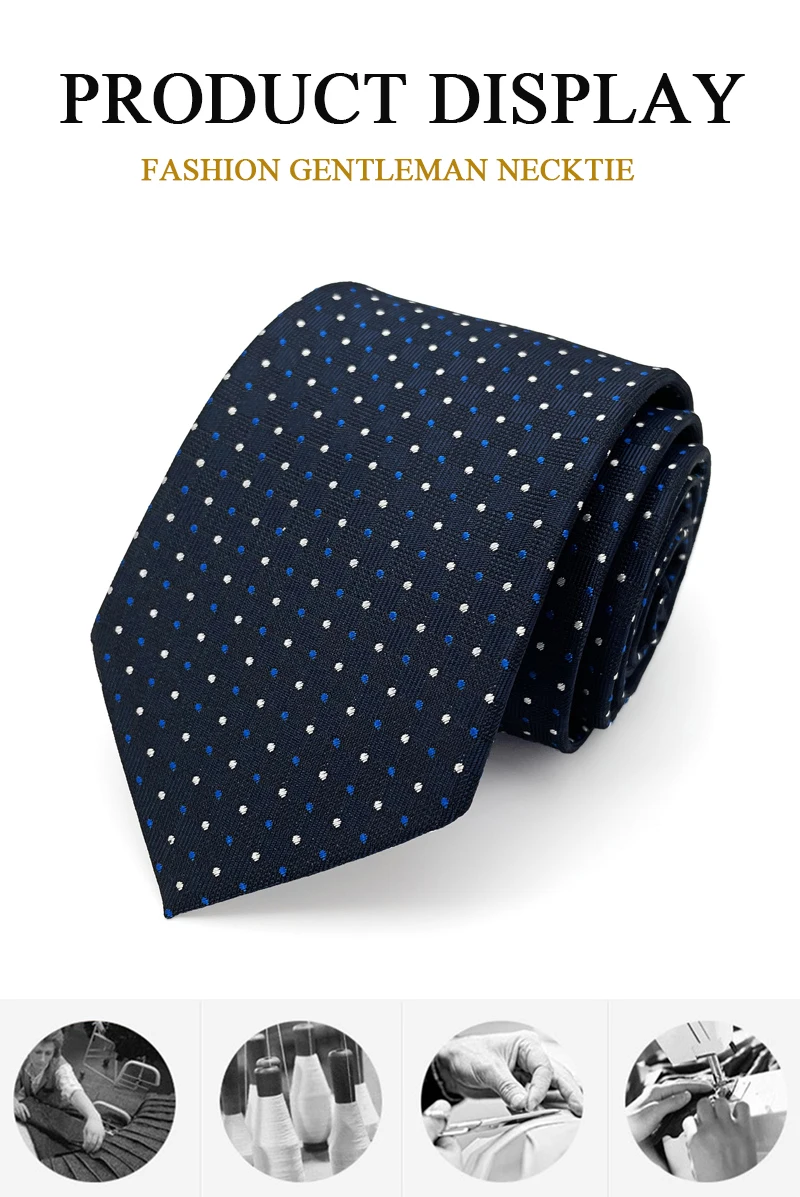 7 CM Navy Blue Plaid Dot Luxury Tie for Men High Quality Brand Desiger Fashion Formal Business Necktie Male Gift With Box