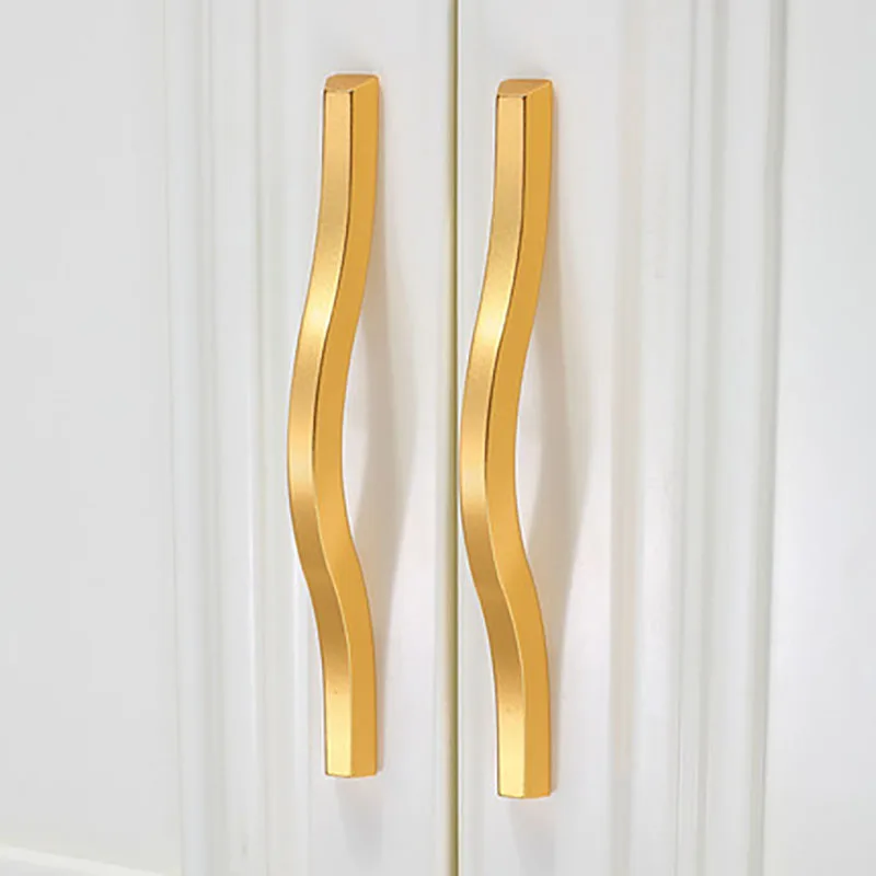 Золотистая/черная алюминиевая ручка для мебели шкафчик кухни спальни дверной