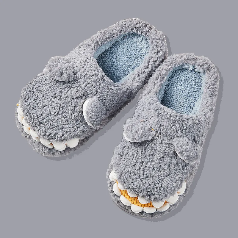 Cute Cartoon Dinosaur Winter Women Slippers Warm Cotton Plush Unisex House  Shoes Female Soft Anti-Slip Shoes Zapatillas Mujer