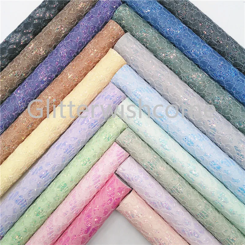 Ткань Glitterwishcome 21x29 см Размер A4 пастельные цвета кружевная блестящая кожа