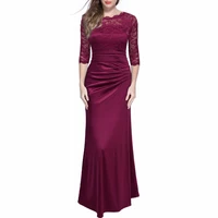 5 color women autumn spring dress elegant ladies lace hollow out embroidery evening maxi dress fashion party long formal dresses