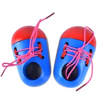 kids kawaii color wooden shoes puzzles toys children montessori early learning tie shoelaces stringing toys life skills toys