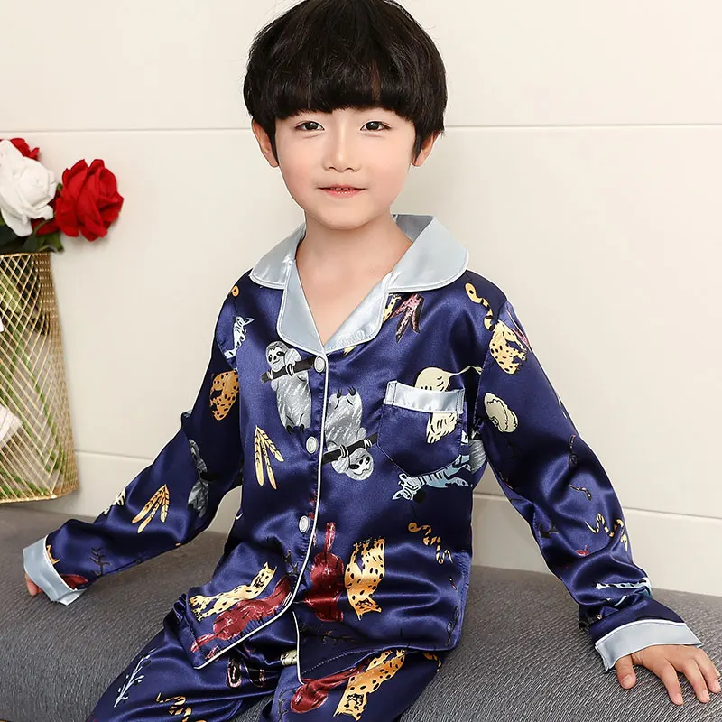 

Girls Pajamas 2020 Autumn Winter Long Sleeve Children's Sleepwear Set Silk Pajamas Set Boys Pyjamas Sets for Kids Nightwear Set